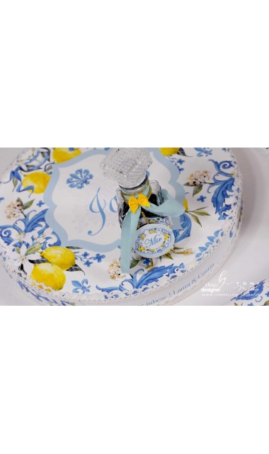 Trusou botez mediteranean inspiratie italia Capri Sorrento cu lamai si faianta alb cu albastru Italian Boy 28